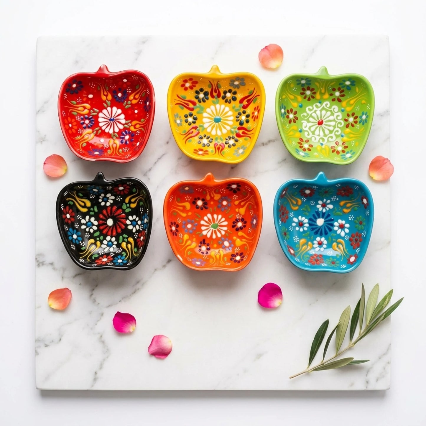 Set of 6 - Apple Shape Turkish Ceramic Bowl